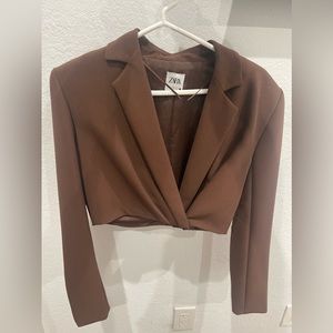 Zara brown cropped blazer